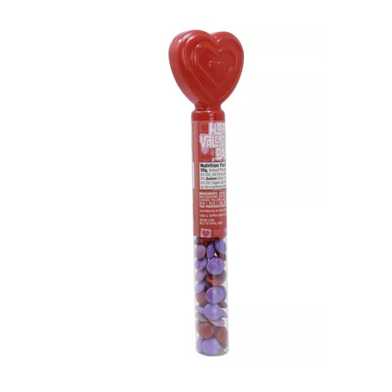 M & M Valentines Day Heart Candy Tube-Chocolate Lentils Flavored