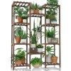 Bamworld Plant Stand Indoor Outdoor Tall Shelf for Multiple Brown