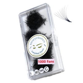 Kimeyelashes 8D 9D 10D 12D - 0.05 C and D Curl 500-1000 Premade volume fans loose Fans, Handmade eyelash extensions supplies Russian volume lash promade fan (10mm, 9D - Curl C)