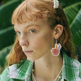 ONLYJUMP Thanksgiving Cute Acrylic Turkey Chicken Earrings for Women Thanksgiving Fall Themes Drop Earrings Cute Farm Cow Hen Chicken Earrings Funny Animal Jewelry (Leopard)