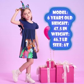 VIKITA Big Girls Dresses Blue Winter Clothes Sparkling Squirrels Long Sleeve Outfits for Little Kids 10-12 Years SH5821, 10T