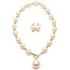 Thkmeet Simple Elegant Faux Pearl Choker Pendant Necklace Earrings Set