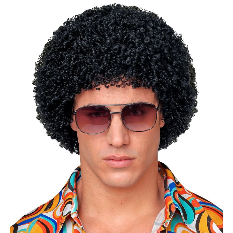 Black 70S Disco Wig 70S Fancy Dress Costume Accessory Retro