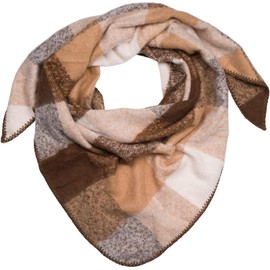 styleBREAKER 01020050 Women's XXL Web Triangle Scarf with Colourful Checked Pattern, Winter Scarf, Warm Soft, Scarf, Brown/light brown/white