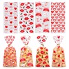Totelux Valentines Cellophane Goodie Bags Clear Plastic Bags Heart Lips