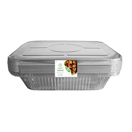 Dispaosable Aluminum 12.7 X 10.4 X 2.5 Inch Foil Pans ( Pack of 10 with Lid) - Tin Half Size Deep Steam Table Aluminum Trays with Lid - Great for Cooking, Heating, Barbecue Grills, Baking, Storing, and Prepping Food