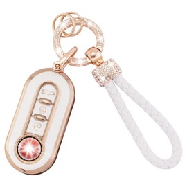 XdealCozyxc Car Key Full Cover for Fiat, TPU Key Protection Case Compatible with Fiat 500C/500L/500X,Bravo,Fiorino,Punto,Panda,Qubo,Stilo