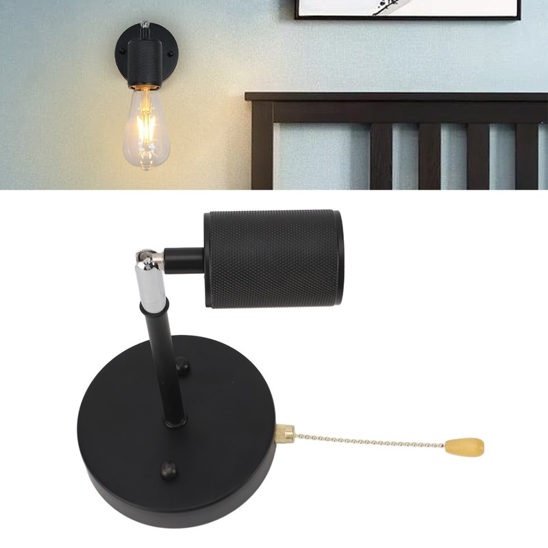 Rustic Wall Sconce Retro Pull Chain E26 Adjustable Up Down