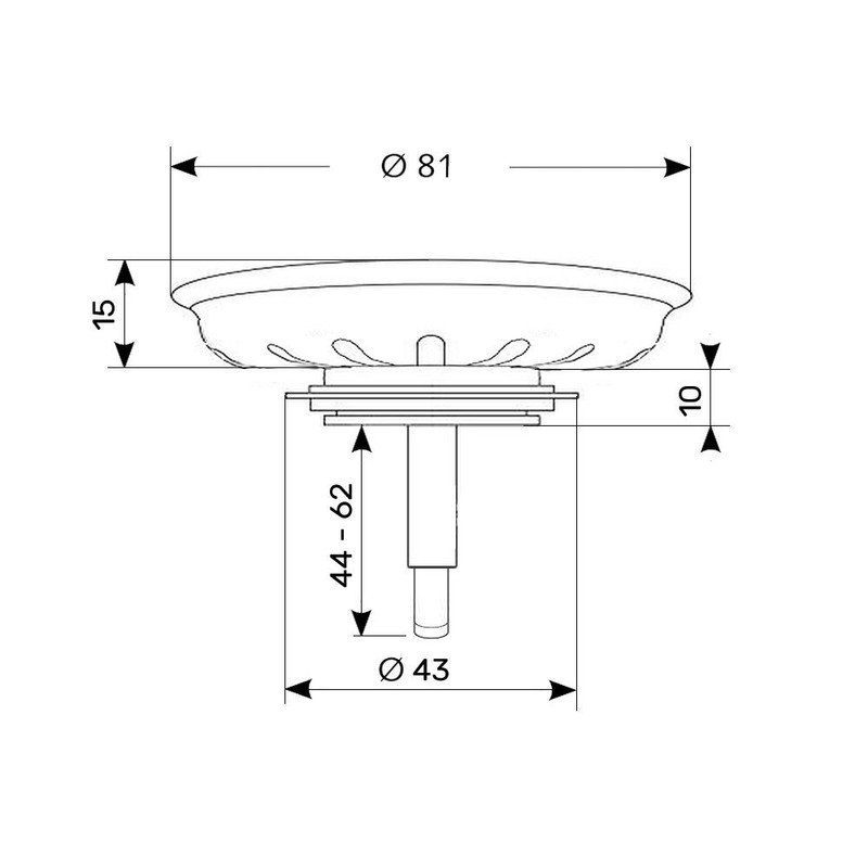 Universal Pop-up Screen Lörbchen Bar Strainer Basket Ø81 MM Hub,
