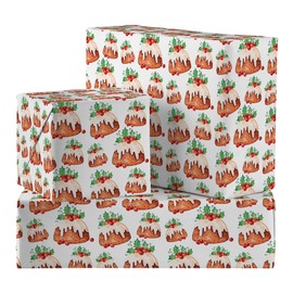 Hunts England - 2 Sheets Of Fun Christmas Pudding Wrapping Paper For Him Or Her - Includes 2 Gift Tags - Festive Collection - Funny Xmas Gift Wrap For Boys, Girls, Kids, Men, Women, etc.