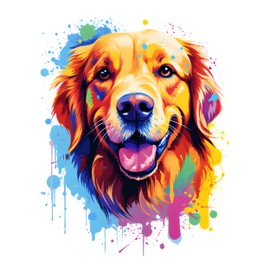 GRAZDesign Wall Sticker Dog Golden Retriever Colourful Cool Wall Sticker for Teenager's Room, Children's Room, Living Room Wall Sticker - 51 x 40 cm