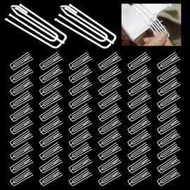 Pack of 60 curtain hooks, metal, curtain hooks, stainless steel folding hooks for curtains, 4 prong pinch curtain pleat hooks, curtain hooks for rails for hanging, curtains, door curtains and curtain
