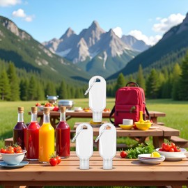 Cauaoa 3 Pcs Travel Bottles with Keychain, 2oz/50ml Bottles, Portable Plastic Leakproof Squeeze Kits with Flip Cap - Refillable Containers, Suitable for Home Office Outdoor