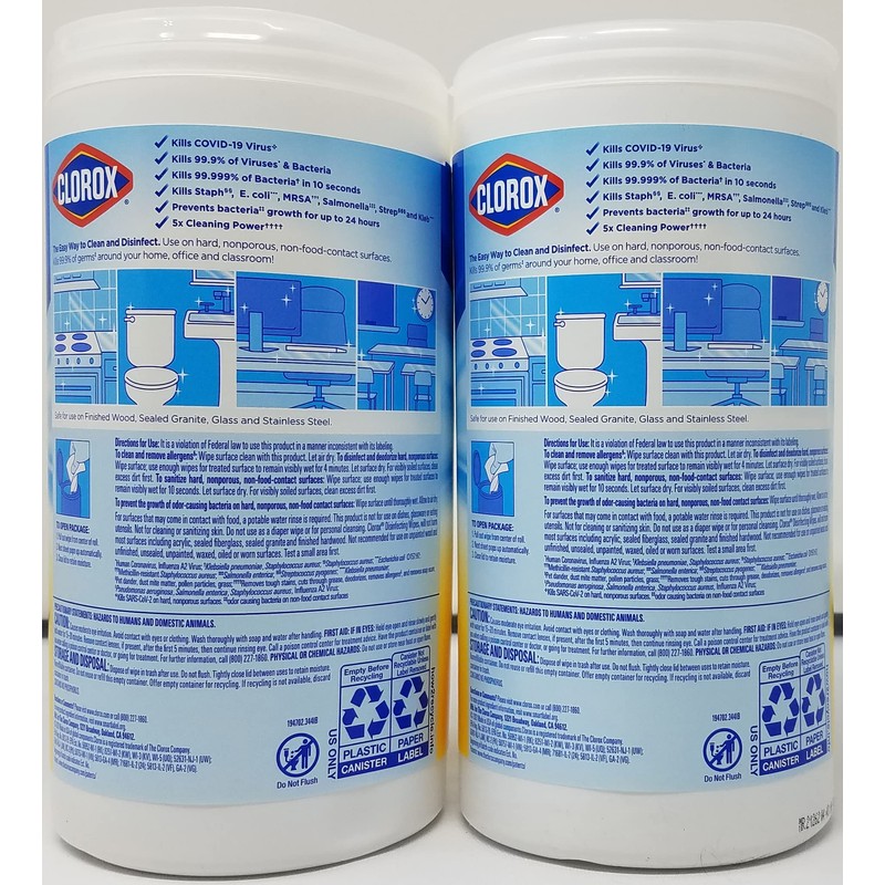 Clorox Disinfecting Wipes Crisp Lemon Scent 85ct Pack of 2