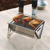 Mini Portable Camping Grill with Bamboo Stick/Storage bag, Small Assemblable