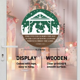 Christmas Hanging Sign Decor, Christmas Christian Sign for Home Living Room Xmas Holiday Hanging Sign Decorations Rustic Scripture Wooden Wall Sign, Luke 2:11