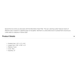 Does Not Apply Set 27- Red Glitter Valentines Hearts Bowl Fillers Valentine Hearts