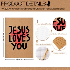 Tenceur 30 Sets Christian Gift Bulk Include Jesus Loves You Sign Inspirational Prayer Notepad Bible Bamboo Pen Religious Keychain with Organza Bags Christmas Church Party Favors for Sunday School