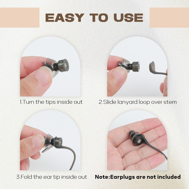 Hearprotek [2 pcs] Earplugs Connector Cord, Earplug Lanyard, Replaceable Silicone