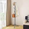 Tangkula Coat Rack Freestanding, Rubber Wood Coat Stand with 8
