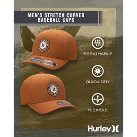 Hurley Men's Baseball Cap - Moisture-Wicking Quick-Dry Curved Bill Fitted Baseball Hats for Men (Sizes: S-XL), Size Small-Medium, Terra Cotta