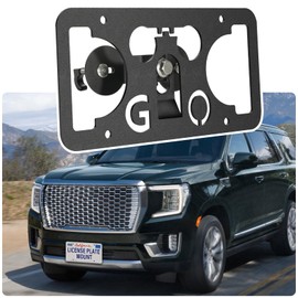 No Drill License Plate Holder Compatible with GMC Yukon 2015-2025 (5th Gen) Front Grille License Plate Mount Bumper Bracket Holder Car Tag Frame Adapter Accessories