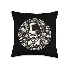 Vintage Monocle Gentleman April Fools Day 2024 Throw Pillow