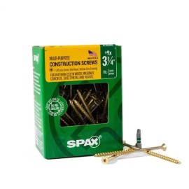 SPAX 4191020450804 Wood-Screws, 9 x 3-1/4", ( 1 lb per Pack,89 QTY Approx)Yellow