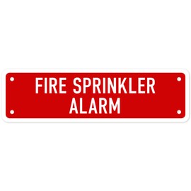 Fire Sprinkler Alarm Sign, 2x7 Inches, 0.25 Aluminum, Fade Resistant, Made in USA by Sigo Signs