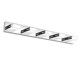 SineRise LED Modern Bathroom Vanity Light Fixtures (5-Light, 40-Inch, Dimmable), Chrome Modern Acrylic Bathroom Wall Lighting Fixtures Over Mirror (Cool White 6000K)