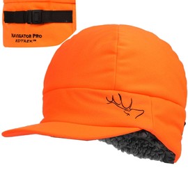 EDTREK - Gorro de invierno aislado resistente a la intemperie con ala plana y correas ajustables, impermeable para caza, Naranja (Blaze Orange), Large