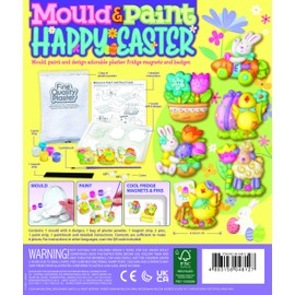 4M Easter Mould and Paint Craft Kit, 6 Plaster Fridge Magnets and Badges, Ages 5+, Arts and Crafts Plaster Painting Kit for Boys and Girls
