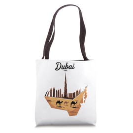 Dubai UAE Burj Khalifa Camel Souvenir Poster Art Tote Bag