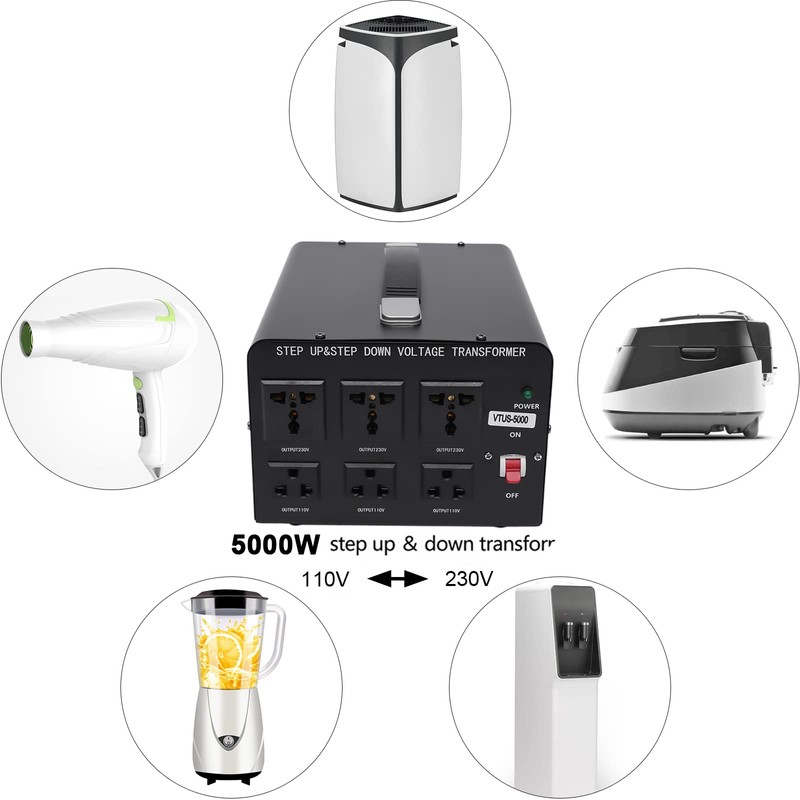 CNCEST 5000W Voltage Converter Transformer Step Up/Down Converter 110V⇋220V Heavy