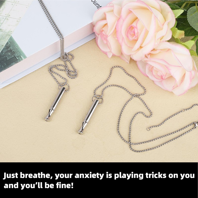 Mikovivi 2pcs Mindfulness Breathing Necklace, Funny Titanium Steel Breathlink Deep