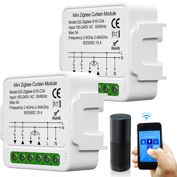 2 Stücke WiFi-Smart-Rollladenschaltermodul, Tuya WiFi Rolladenschalter Modul 2.4GHz Alexa Smart