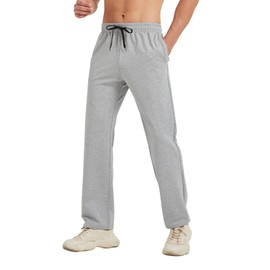 Idtswch 36 Inseam Mens Tall Sweatpants Open Bottom Joggers Casual Loose Fit Athletic Yoga Pants with Pockets Light Gray