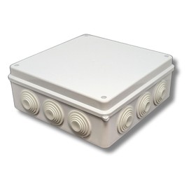 Lumonic Junction Box White 200 x 200 x 80 mm with 12 Openings I Junction Box Surface-Mounted - IP65 I Connection Box, Terminal Box, Junction Box for Indoor and Outdoor Use