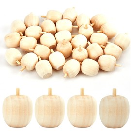 GORGECRAFT 30Pcs Unfinished Wood Apple Graffiti Wooden Artificial Fruit Figures Decorative Blank Wood Unfinished Ornament DIY Painting Crafts for Christmas Tree Decor Doll Fairy Art Projects