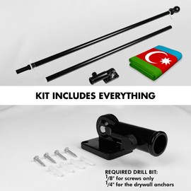 G128 Combo Pack: 6 Ft Aluminum Spinning Flagpole (Black) & Azerbaijan Azerbaijanis Azeris Flag 3x5 Ft LiteWeave Pro Series Printed 150D Polyester | Pole with Flag Included