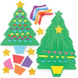 Baker Ross FE912 Christmas Tree Weaving Kits - Pack of 6, Introductory Sewing for Beginners, Make Your Own Christmas Decoration, Ideal Kids Arts and Crafts Project