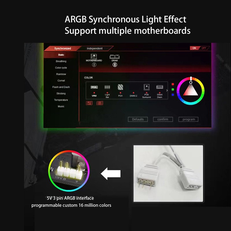 Memory Cooling Fan, ARGB Light Effect Memory Cooler Professional Computer