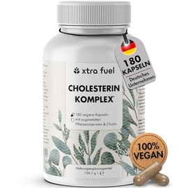 Cholesterol Complex with Plant Sterols & Choline - 180 Vegan Capsules (High Dose) - Bergamot, Artichoke & Red Mould Rice Extract with Monacolin K - Vegan & Laboratory Tested