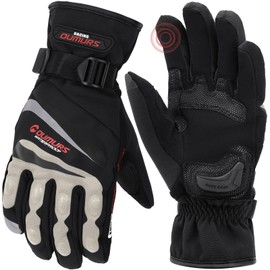 Oumurs Winter Motorcycle Gloves, Rainproof Waterproof Riding Gloves with Touchscreen, Motorcycle Winter Gloves for Men, for Riding, ATV, UTV, Snowmobile - Gray, XXL
