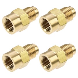 sourcing map 4 Pieces Brass Pipe Fitting, 1/4 SAE Flare Male Thread to 1/8NPT Female Thread, Hose Adapter Hose Connector, for Air Conditioning Cooling