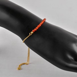 InfinityGemsArt Carnelian Bracelets For Women Natural Birthstone Jewelry Micro Orange Beads Beaded Stone Bolo Slider Crystals Gemstones Bracelet, 14K Gold Plated Adjustable Chain