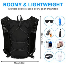Mineup Running Vest for Men and Women, Hydration Vest Running with 500 ml, Running Backpack Men, Running Vest, Ultralight Reflective Hydration Backpack for Running, Cycling, Trails, Marathons