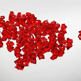 WGV Acrylic Ice Rock Crystals Treasure Gems for Table Scatters, Vase Fillers, Wedding, Banquet, Party, Event, Birthday Decor (Approx 150 pcs per Bag), 1 Bag, 1 Pound, Red