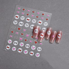 Palumma Embossed Butterfly Nail Stickers Beautiful Nail Stickers for Nail Art Nail Stickers Pink Nail Accessories for Nail Art (Bows)