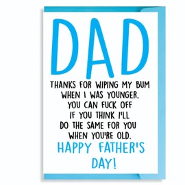 Funny Father's Day Dad Daddy Birthday Card Wipe Your Bum F3